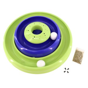Coastal Pet Turbo Catnip Hurricane Cat Toy - Interactive Double Cat Toy Ball Track - for Cats and Kittens - Green and Blue - 16" - 1 of 4
