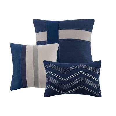 California King Blue Faux Suede Comforter Set