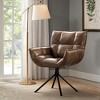 Beautyolove Dark Brown Faux Leather Upholstered Swivel Accent Chair Armchair Home Office Chair - 2 of 4