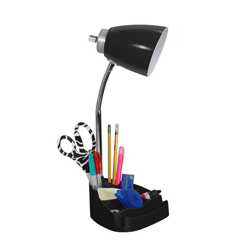 Gooseneck Organizer Desk Lamp with iPad Tablet Stand Book Holder and Charging Outlet - LimeLights, 3 of 8