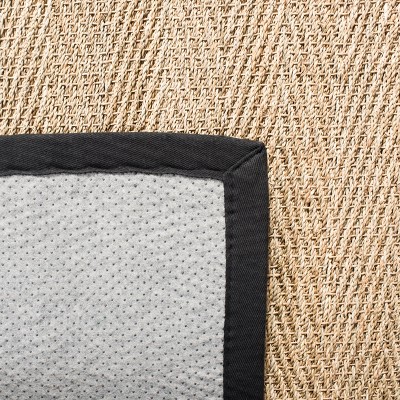 Herringbone Hand-Knotted Cotton Area Rug 4' Square, Natural & Black