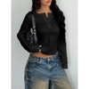Coolmee Long Sleeve Shirts for Women Henley Button Down Tops Ribbed Knit Slim Fit Fall Basic Tee - 2 of 4