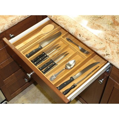Natural Bamboo Expandable Drawer Organizer Set with Utensils