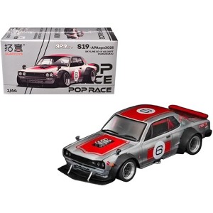 Skyline GT-R V8 Drift "Hakosuka" RHD #6 Silver Metallic with Red "APA XPO 2025 Exclusive" 1/64 Diecast Model Car by Pop Race - 1 of 4