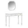HDZNVF Retro Makeup Desk with Large Mirror, 3-Drawer Dressing Table for Jewelry Storage, White - 4 of 4