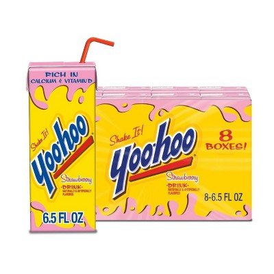 Yoo-hoo Strawberry Drink, 6.5 fl oz, 8 Pack Boxes (Pack of 2)