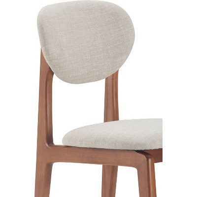 Light Gray Upholstered Wood Mid-Century Modern Dining Chairs