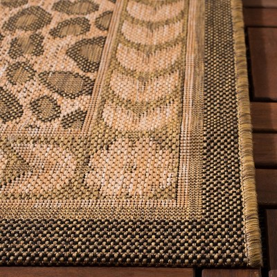 Natural and Gold 4' Square Synthetic Indoor/Outdoor Area Rug