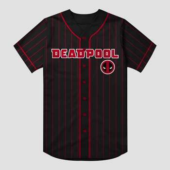 Men's Disney Marvel Deadpool Baseball Jersey T-Shirt - Black