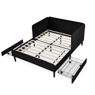 TIRAMISUBEST Sofas Twin/ Full Daybed Convertible Sofa Bed with 2 Storage Drawers Small Space Sofa Guest Room Daybed Adjustable Velvet Sofa Bed