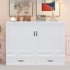 Queen Size Murphy Cube Cabinet Bed with USB Ports and a Large Drawer, Large Drawers and Metal Handles, Multipurpose Guest Room or Home Office - White - 3 of 4