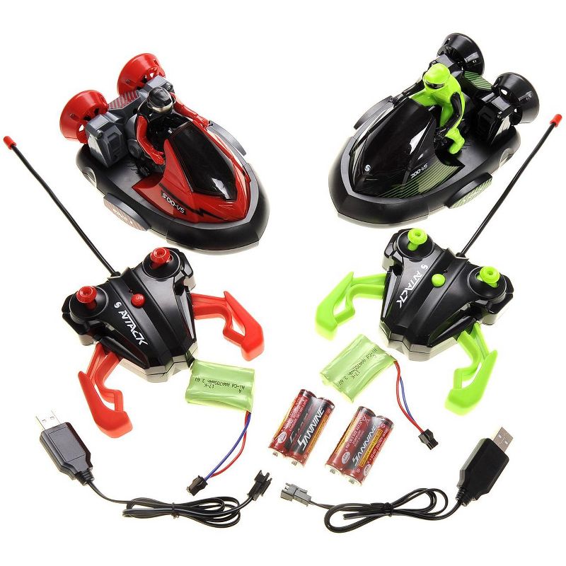 Link Set of 2 Stunt Remote Control RC Battle Duo Bumper Cars With Drivers - Green and Red, 4 of 7