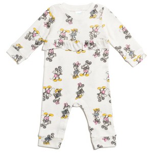 Disney Mickey Mouse Minnie Mouse Baby Girls Snap Sleep N' Play Coverall Newborn to Infant - 1 of 4
