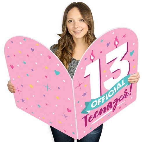 Big Dot Of Happiness Girl 13th Birthday Happy Birthday Giant Greeting Card Big Shaped Jumborific Card 16 5 X 22 Inches Target