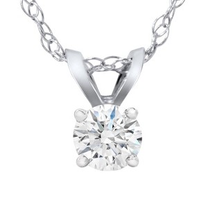 Pompeii3 1/5ct Lab Created Diamond Solitaire Pendant 14K White Gold - 1 of 4