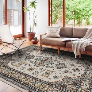 Modern Washable Area Rug for Living Room, Soft Floor Rug with Non Slip Backing, Low Pile Stain Resistant Indoor Carpet for Home Office - 1 of 4