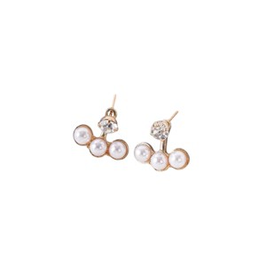 Slickblue Women's Earrings, Front Back Gold Triple Pearl, Faux Diamond Stud, Stud Style, Gold Pearl, 0.5" - 1 of 4