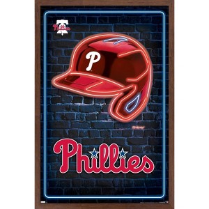 Trends International MLB Philadelphia Phillies - Neon Helmet 23 Framed Wall Poster Prints - 1 of 4