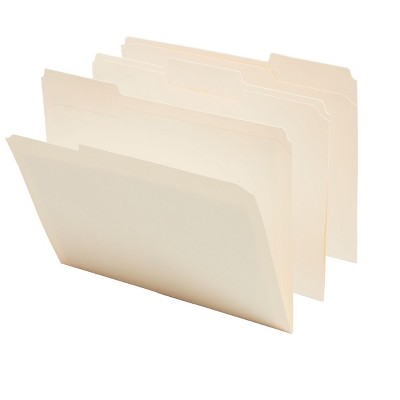MyOfficeInnovations Manila File Folders with Reinforced Tabs 3 Tab Letter 100/Box 606806
