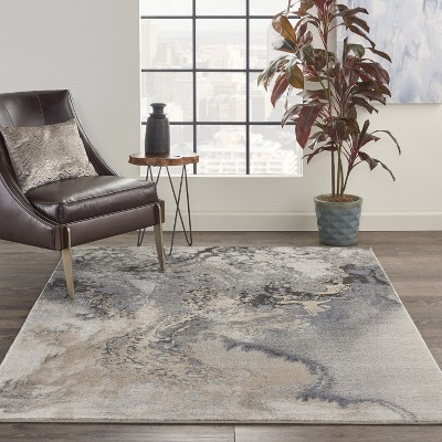 Maxell Abstract Swirl 46"x70" Synthetic Area Rug in Gray