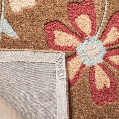 Camel and Multi Floral Hand-Tufted Wool 4' x 6' Area Rug