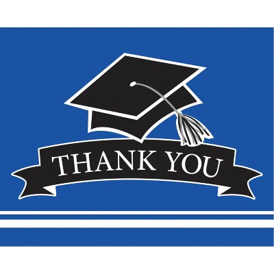 50ct Graduation School Spirit Thank You Notes Blue