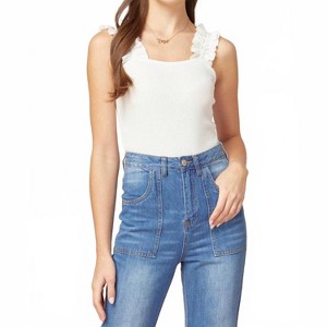 Women's Ruffle Square Neck Bodysuit - entro - 1 of 4