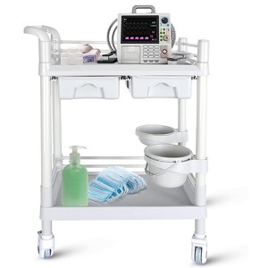 Mojgar Medical Carts with Wheels 2 Tier Mobile Esthetician Cart 330 LBS Load Hospital Trolley Cart for Ultrasound Scanner Utility - 1 of 4