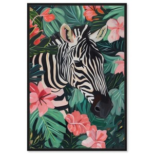 Art Remedy Zebra Hidden in Tropics Tropical Jungle Animals Wall Art Framed - 1 of 4