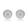 Beautiful Rhodium-Plated Round Earrings Adorned with Sparkling Cubic Zirconia for a Dazzling and Elegant Look - 3 of 3