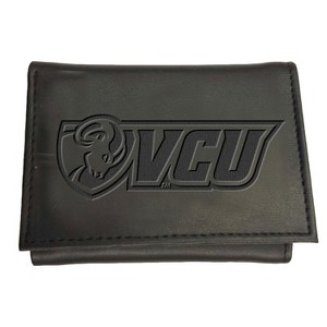 Evergreen NCAA VCU Rams Black Leather Trifold Wallet Officially Licensed with Gift Box - 1 of 1