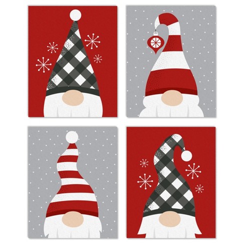 Red and Black Plaid Christmas Gnome Gift Tag Template - Digital Art Star