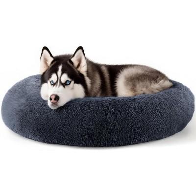 Dog & Cat Bed for Indoor Cats, 20in Calming Donut Bed for Puppy and Kitten, Washable Round Fluffy Pet Bed for Small Medium Dogs and Cats