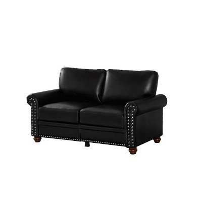 NicBex 59.45 Inch Faux Leather Storage Loveseat Sofa,2-Seat Upholstered Sofa for Living Room,Small Space,Office,Apartment