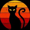 Junior's Design By Humans Vintage Retro Sunset Halloween Black Cat I By lemonpepper T-Shirt - 2 of 3