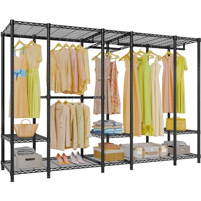 Black Extra Large Freestanding Wire Closet Rack with Adjustable Shelves