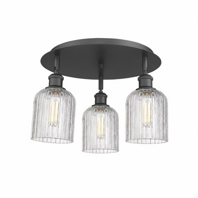 Bridal Veil - 3 Light Flush Mount In Art Deco Style-10 Inches Tall and 16.75 Inches Wide