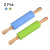 Unique Bargains Silicone Smooth Non-Stick Wooden Handle Kitchen Rolling Pin 2 Pcs - 3 of 4