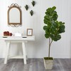 Nearly Natural 5.5-ft Fiddle leaf Fig Artificial Tree in Country White Planter - 3 of 4