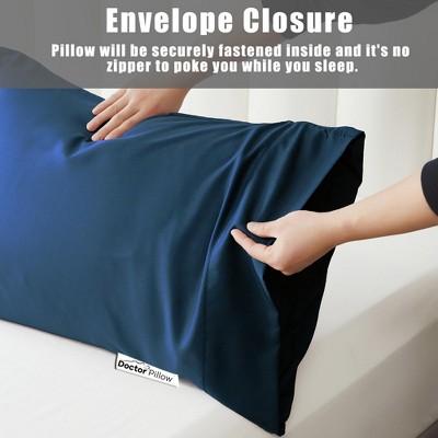 Navy Blue Bamboo Rayon Cooling Standard Pillowcases with Zipper Closure