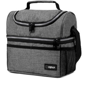 OPUX Double Decker Lunch Box Men Women, Insulated Leakproof Cooler Bag Adult Work, Dual Compartment Pail Tote Boys Girls Kids - 1 of 4