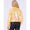 INSPIRE CHIC Women's Holographic Shiny Long Sleeve Metallic Zip Front Track Jacket - 4 of 4