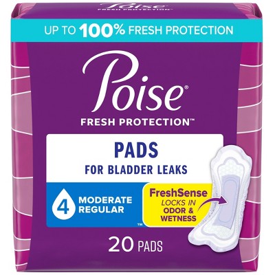 Poise Incontinence Pads for Women - Moderate Absorbency - 4 Drop - Regular - 20ct