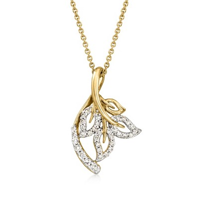Ross-Simons 0.25 ct. t.w. Diamond Ivy Leaf Pendant Necklace in 14kt Yellow Gold Size 18