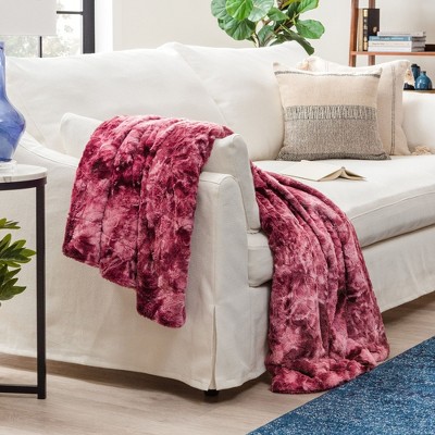 Dark Rose Faux Fur Reversible Sherpa Throw Blanket