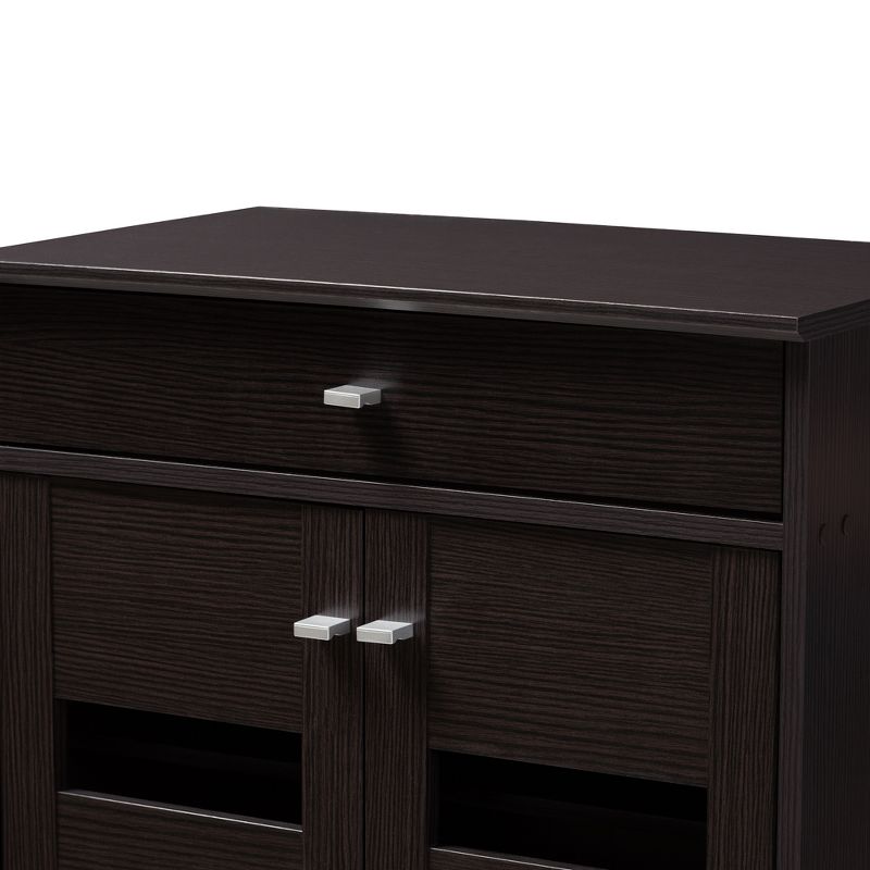 Acadia Modern and Contemporary Finished Shoe Cabinet Dark Brown - Baxton Studio, 6 of 14