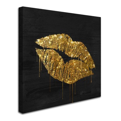Trademark Fine Art - Color Bakery Golden Lips Matted Framed Art