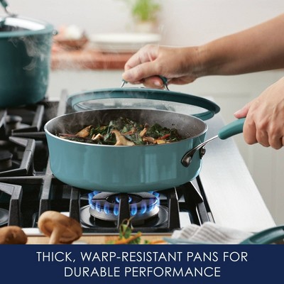 Agave Blue Nonstick Aluminum 3-Quart Saute Pan with Lid