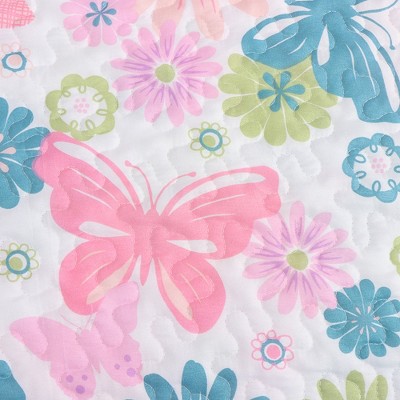 Acoinel Butterfly Floral Quilt Set - 3-Piece Reversible Bedspread with Pillow Shams,King — фото 5