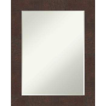 Amanti Art Wildwood Brown Petite Bevel Bathroom Wall Mirror 29 x 23 in.